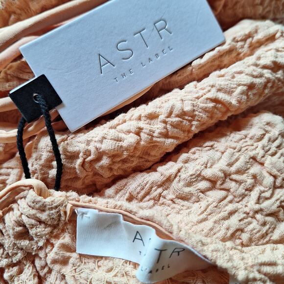 ASTR The label NEW Baxter top open back tie long sleeve textured top peach color - Picture 5 of 5